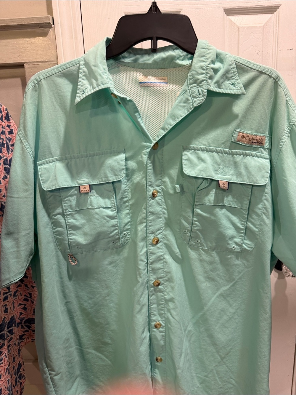 Columbia Men’s Short Sleeve Button-Down Fishing Shirt - Mint